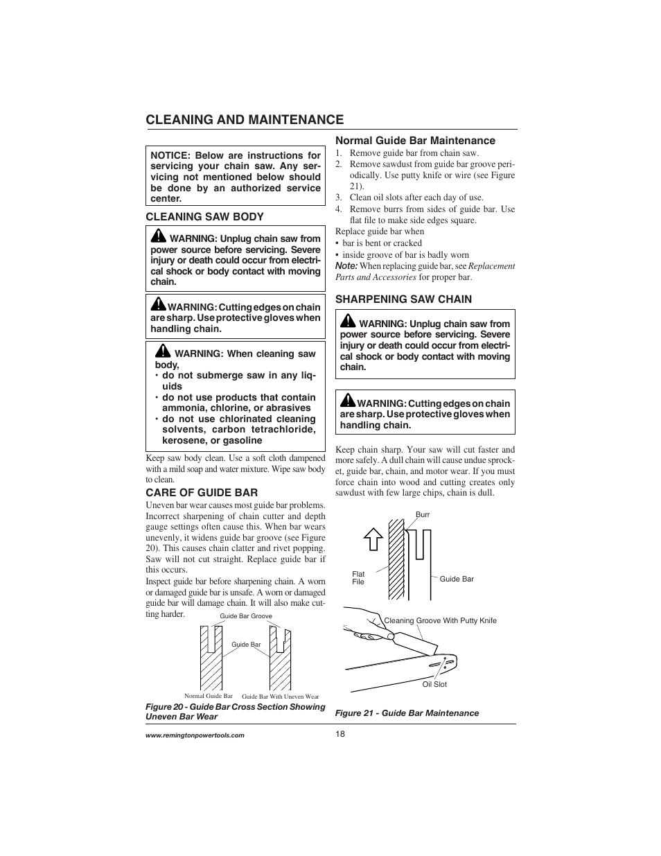 Cleaning and maintenance | Remington Power Tools M15014AS User Manual | Page 18 / 76