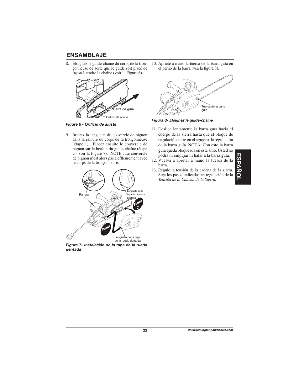 Esp añol, Ensamblaje | Remington Power Tools M15014AS User Manual | Page 33 / 76