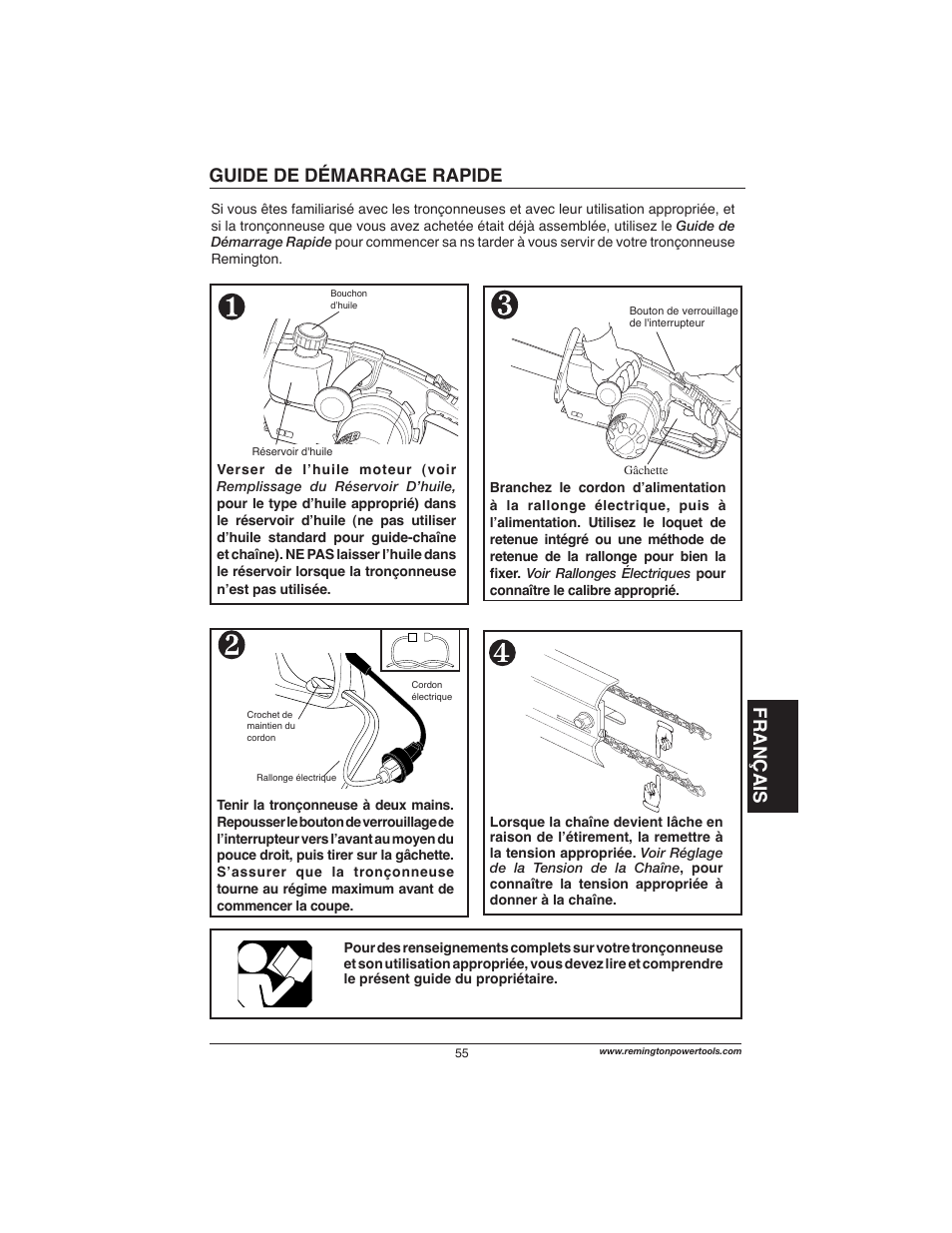 Français, Guide de démarrage rapide | Remington Power Tools M15014AS User Manual | Page 55 / 76