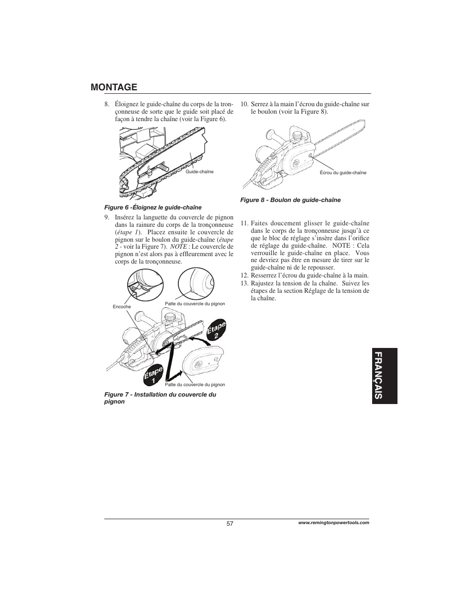 Français, Montage | Remington Power Tools M15014AS User Manual | Page 57 / 76