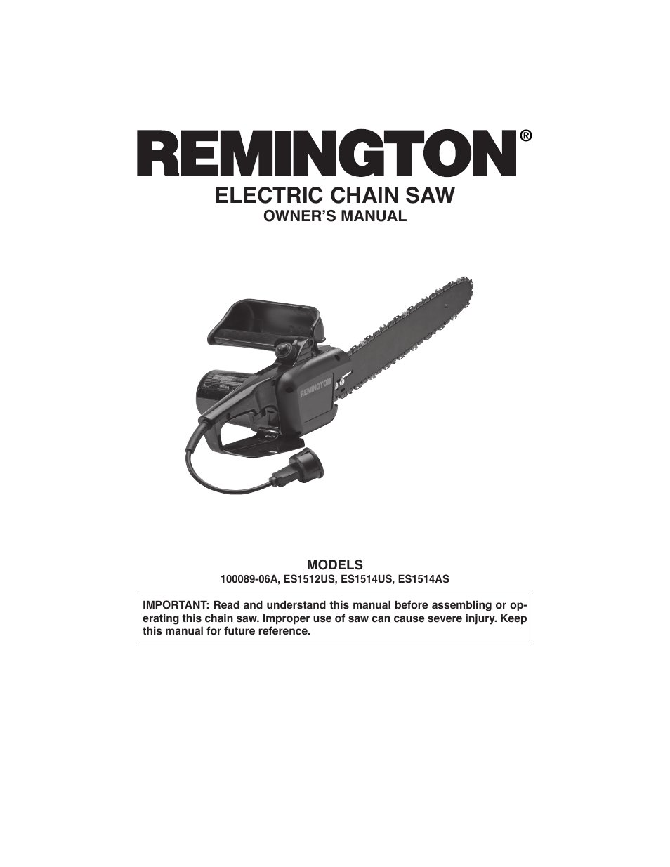 Remington Power Tools ES1512US User Manual | 60 pages