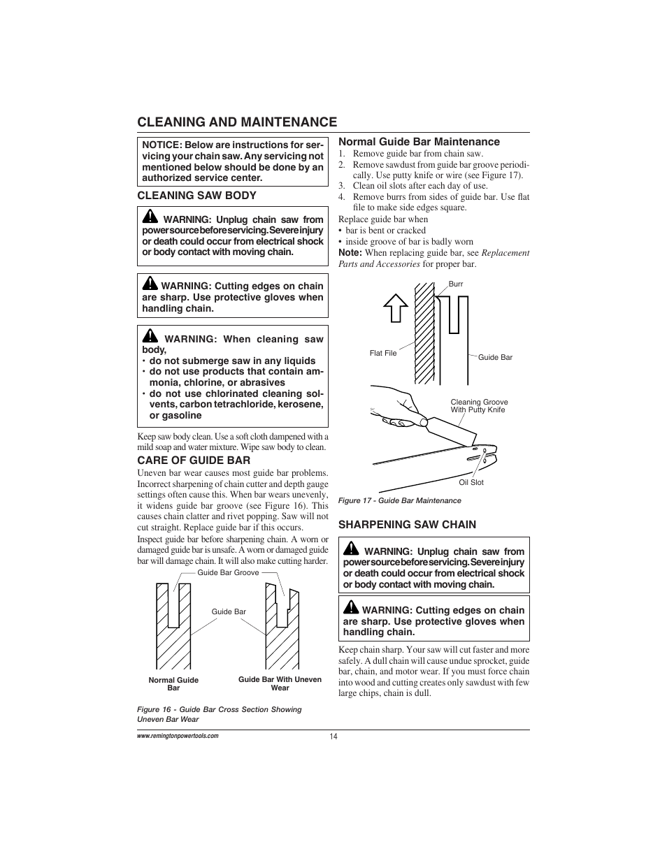 Cleaning and maintenance | Remington Power Tools ES1512US User Manual | Page 14 / 60