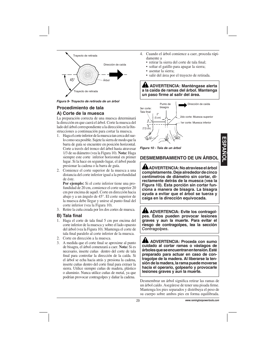 Esp a ñ ol | Remington Power Tools ES1512US User Manual | Page 29 / 60