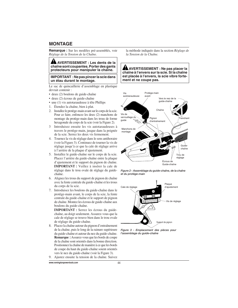 Montage | Remington Power Tools ES1512US User Manual | Page 44 / 60