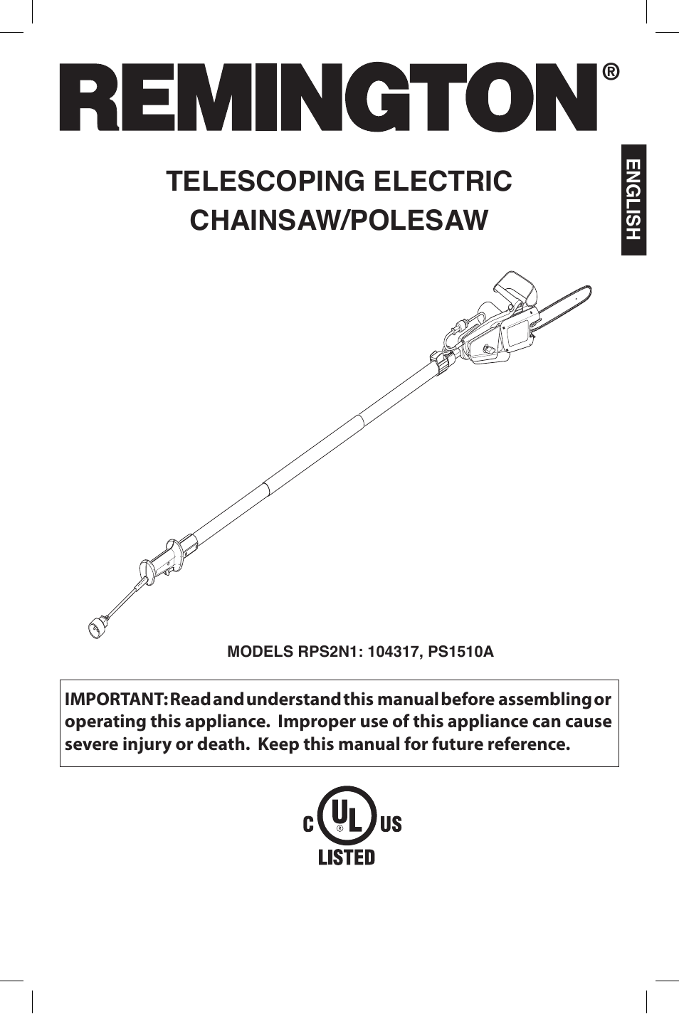 Remington Power Tools 104317 User Manual | 76 pages