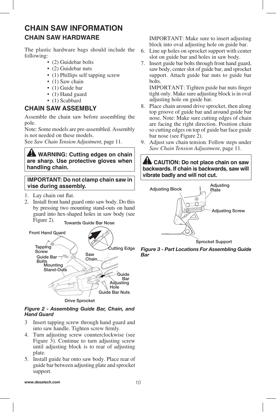 Chain saw information | Remington Power Tools 104317 User Manual | Page 10 / 76