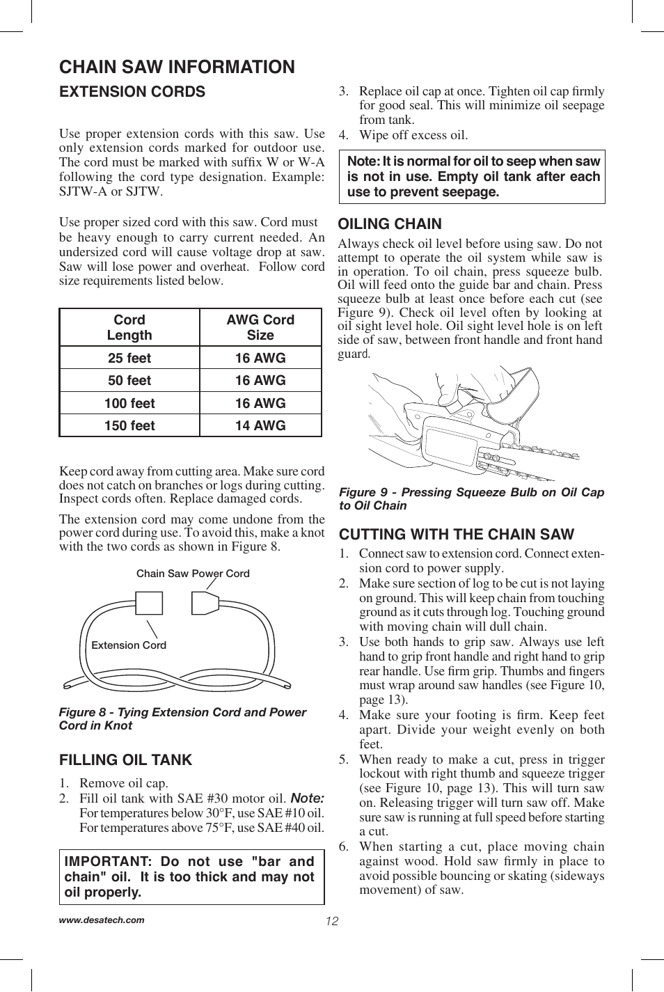 Chain saw information | Remington Power Tools 104317 User Manual | Page 12 / 76