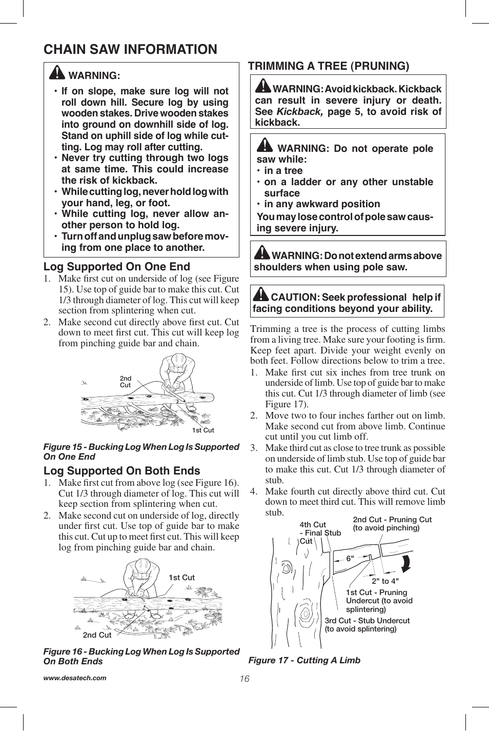 Chain saw information | Remington Power Tools 104317 User Manual | Page 16 / 76