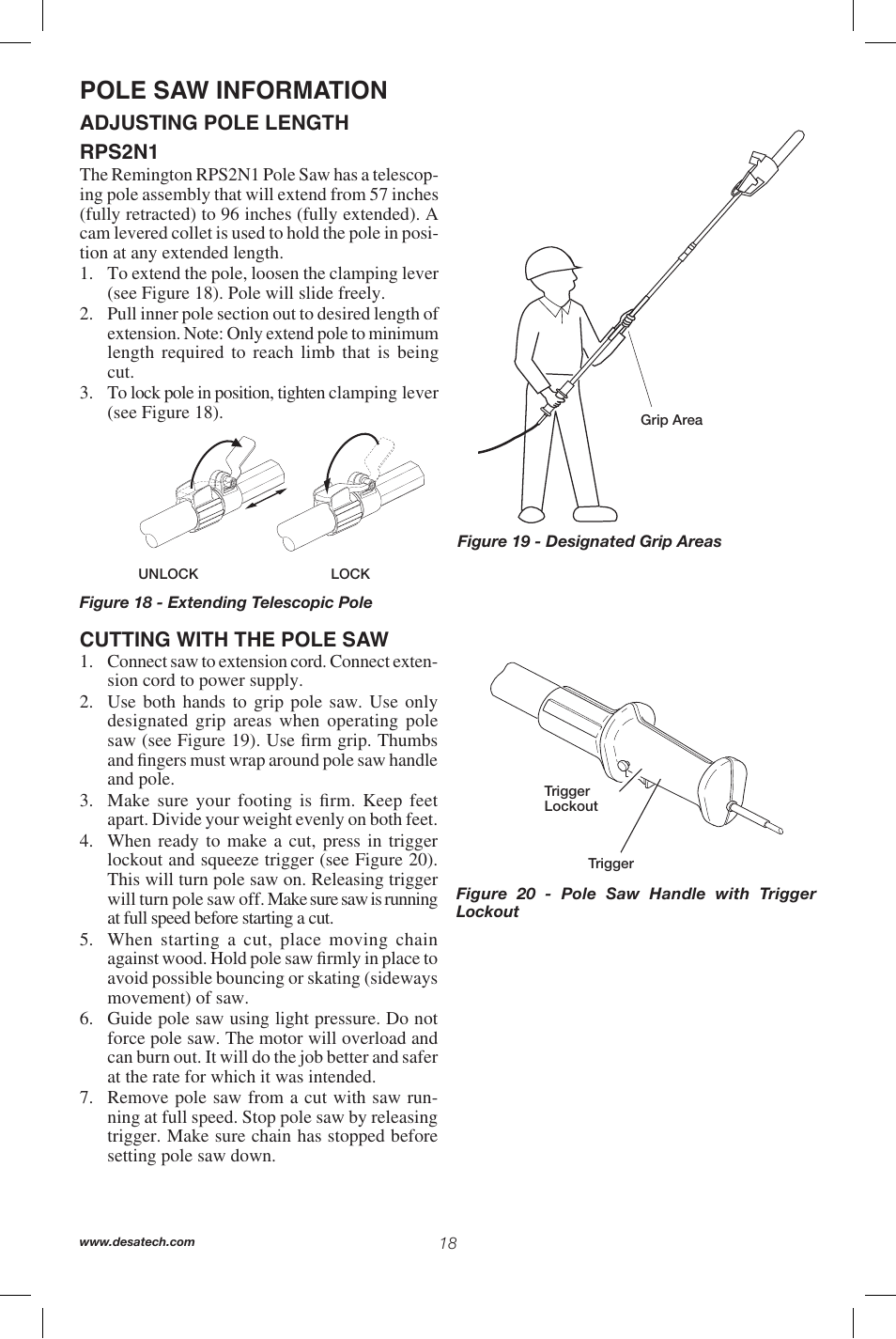 Pole saw information | Remington Power Tools 104317 User Manual | Page 18 / 76