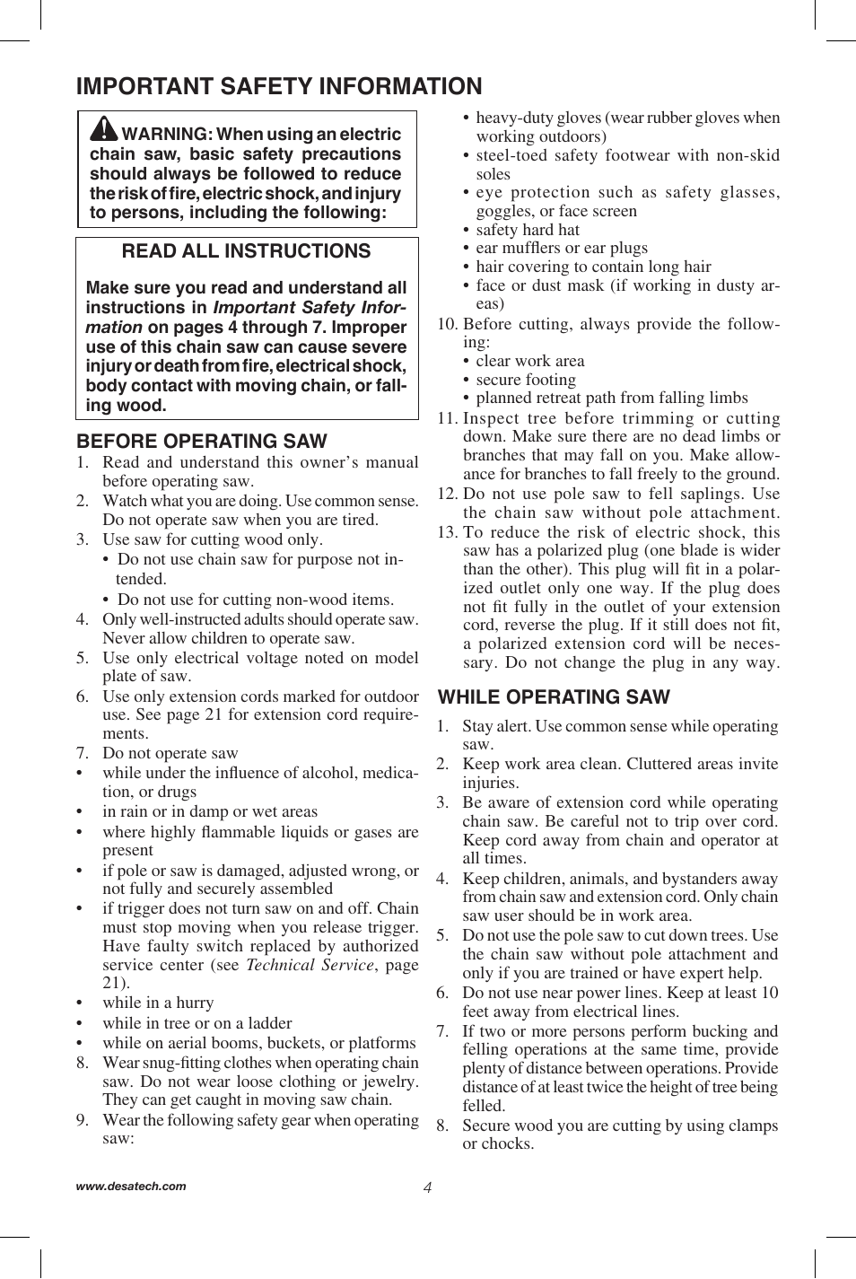 Important safety information | Remington Power Tools 104317 User Manual | Page 4 / 76