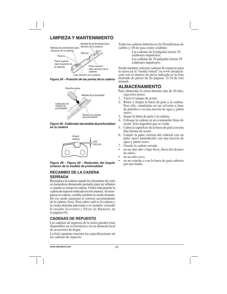 Limpieza y mantenimiento, Almacenamiento | Remington Power Tools 104317 User Manual | Page 44 / 76