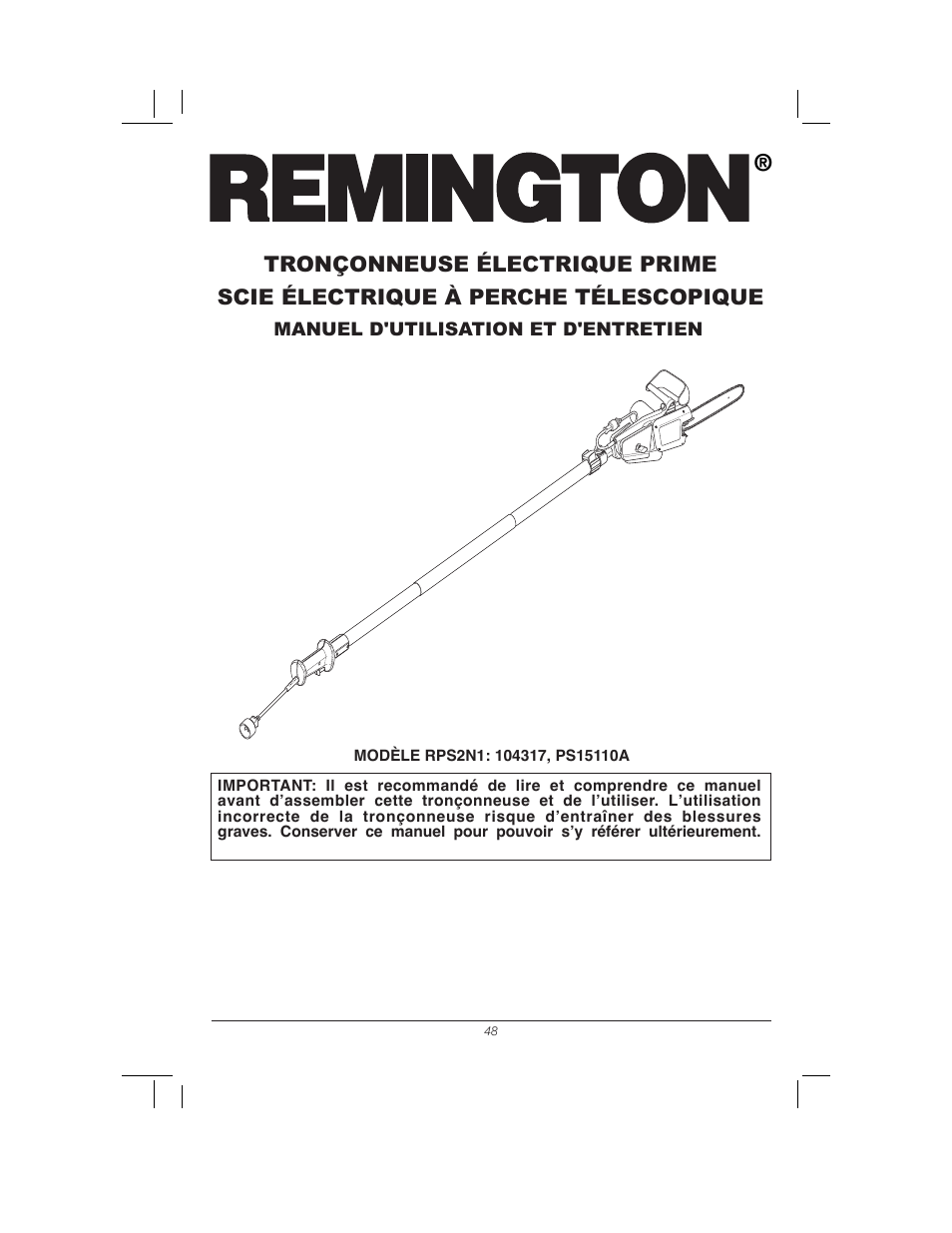 Remington Power Tools 104317 User Manual | Page 48 / 76