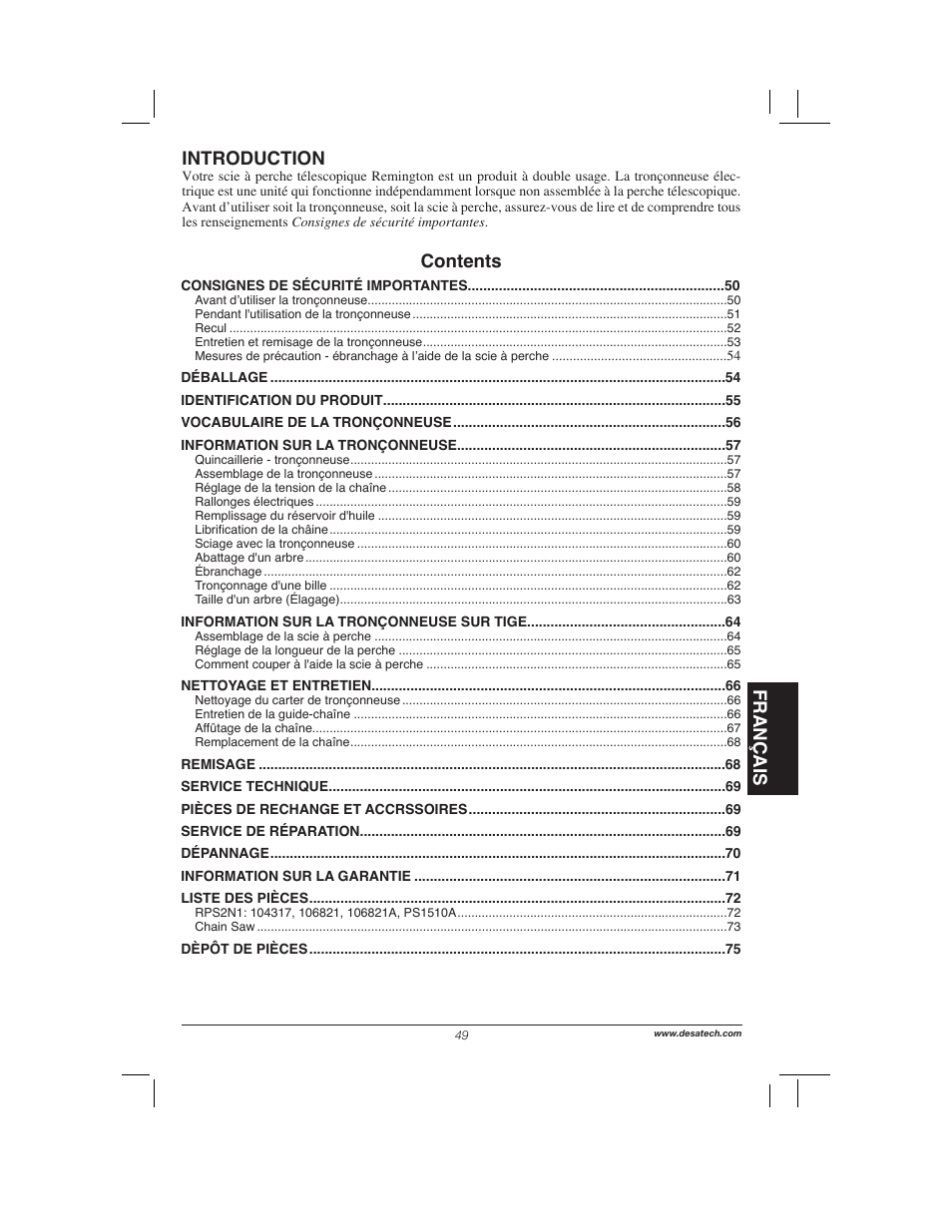 Remington Power Tools 104317 User Manual | Page 49 / 76