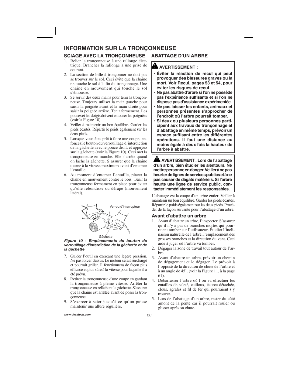 Information sur la tronçonneuse | Remington Power Tools 104317 User Manual | Page 60 / 76