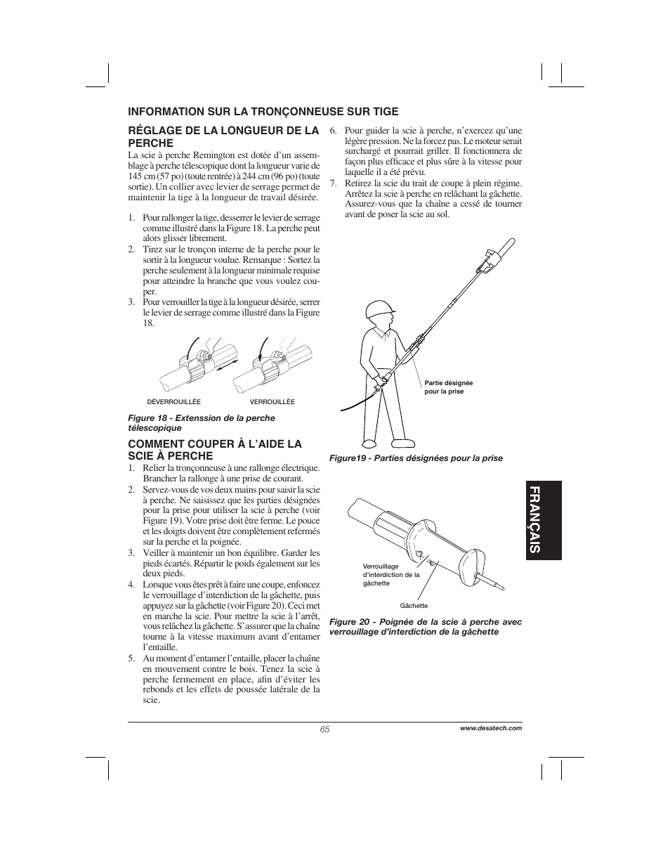 Français | Remington Power Tools 104317 User Manual | Page 65 / 76