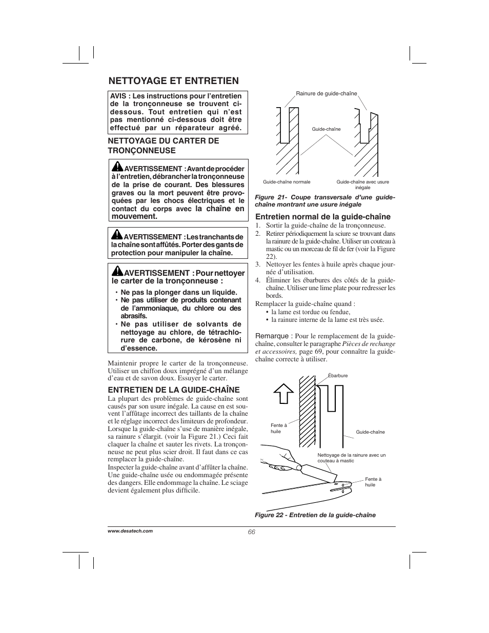 Nettoyage et entretien | Remington Power Tools 104317 User Manual | Page 66 / 76