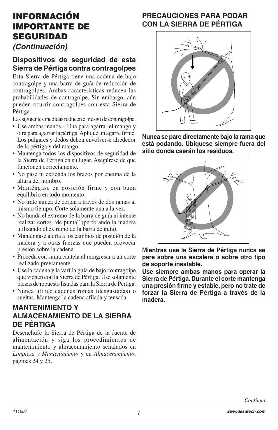 Información importante de seguridad, Continuación) | Remington Power Tools BRANCH WIZARD DPS-1: 111409-01 User Manual | Page 7 / 40