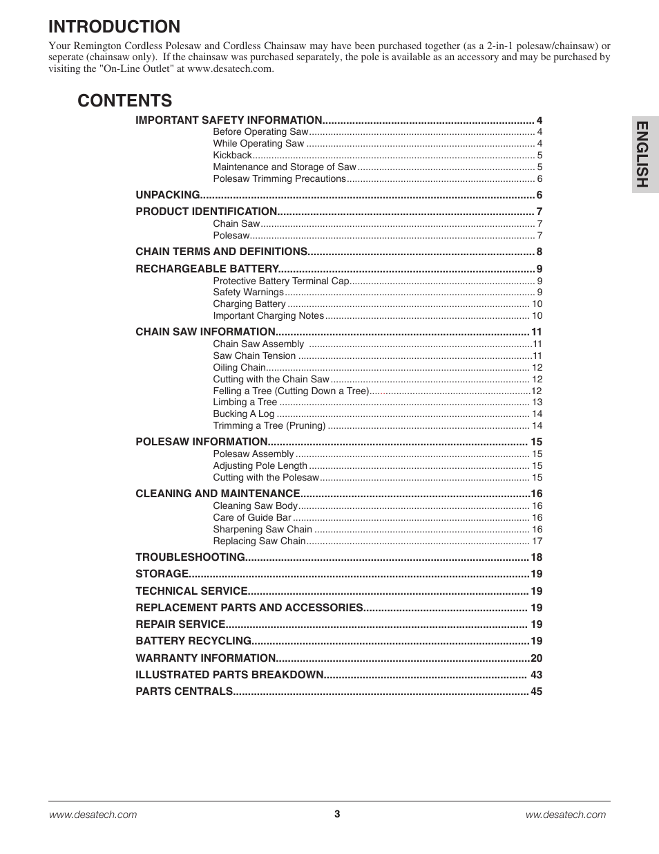 Remington Power Tools 18 Volt Cordless BS188A User Manual | Page 3 / 46