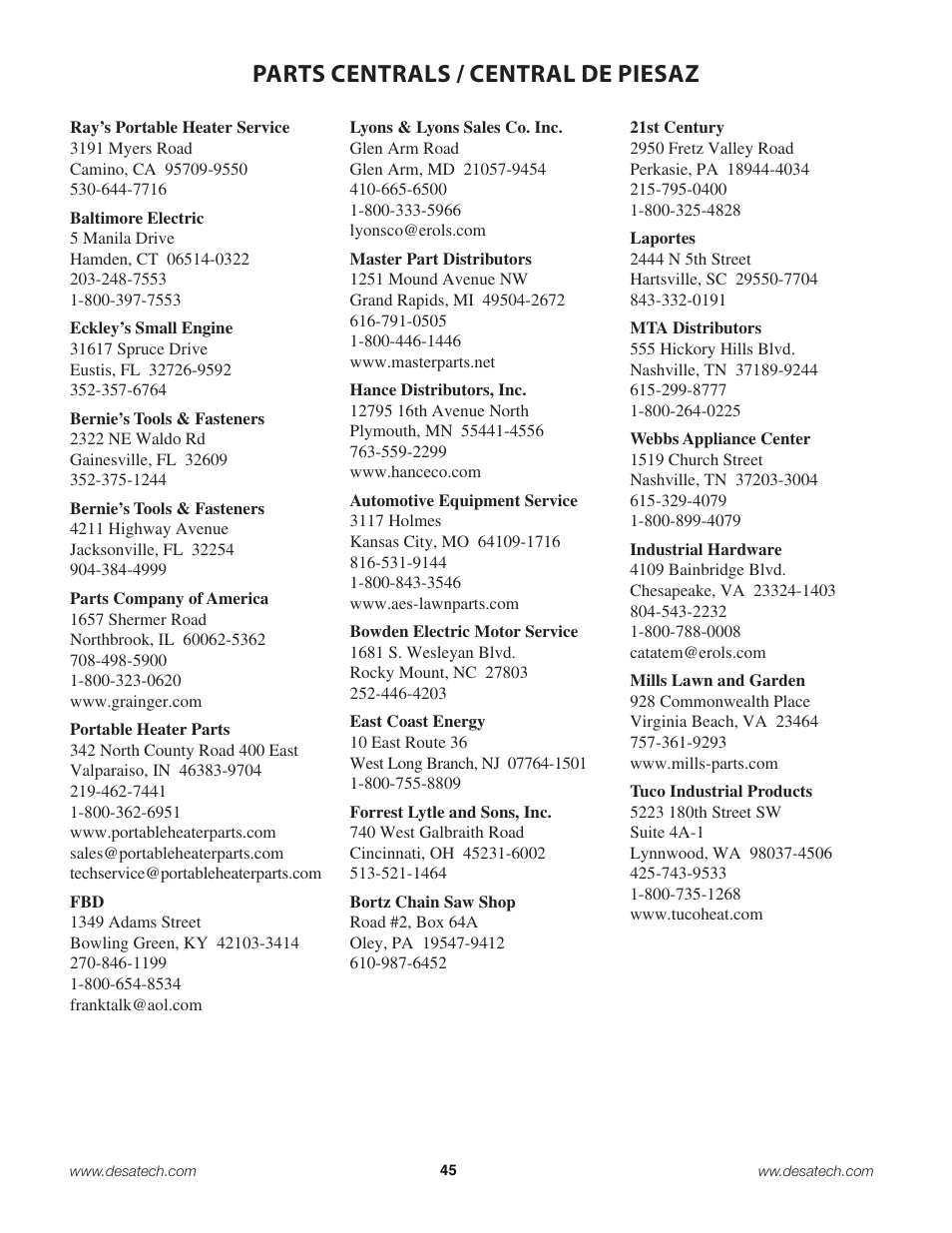 Parts centrals / central de piesaz | Remington Power Tools 18 Volt Cordless BS188A User Manual | Page 45 / 46