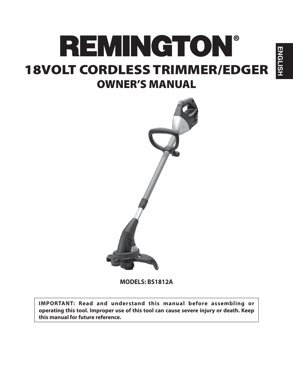 Remington Power Tools BS1812A User Manual | 44 pages