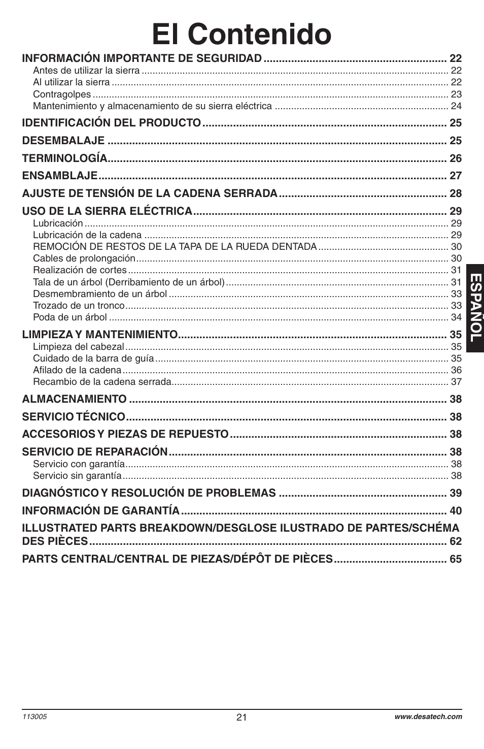 Remington Power Tools Electric Chain Saw User Manual | Page 23 / 72