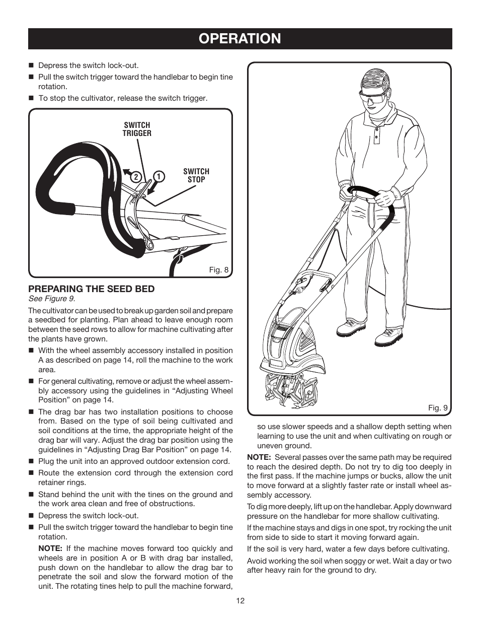 Operation | Ryobi RY46501A User Manual | Page 12 / 16