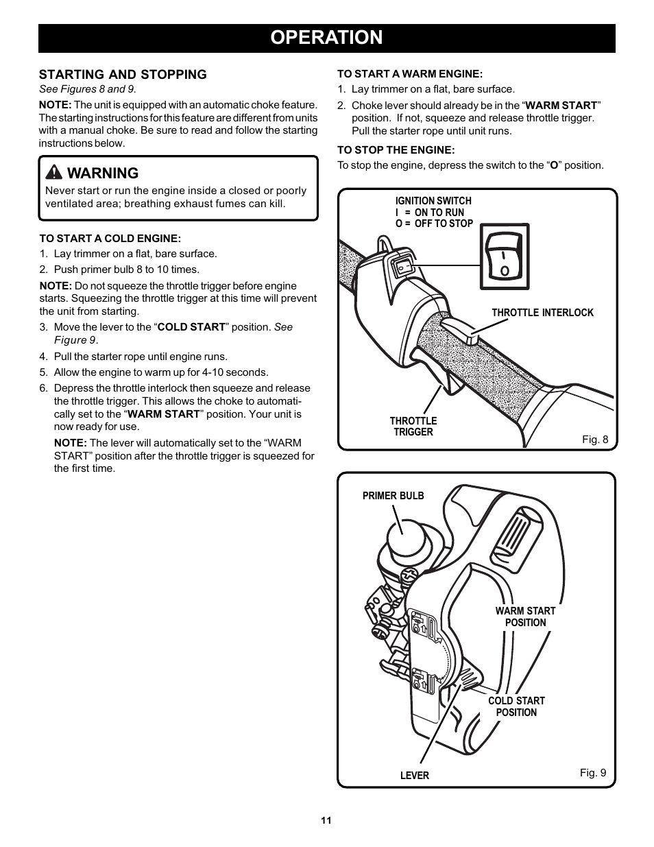 Operation, Warning | Ryobi PLT3043E User Manual | Page 11 / 18