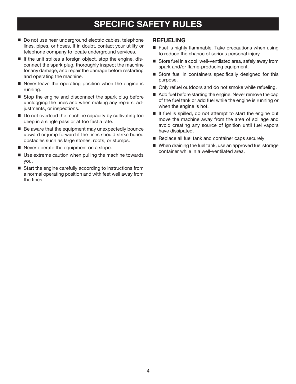 Specific safety rules | Ryobi RY60511A User Manual | Page 4 / 22