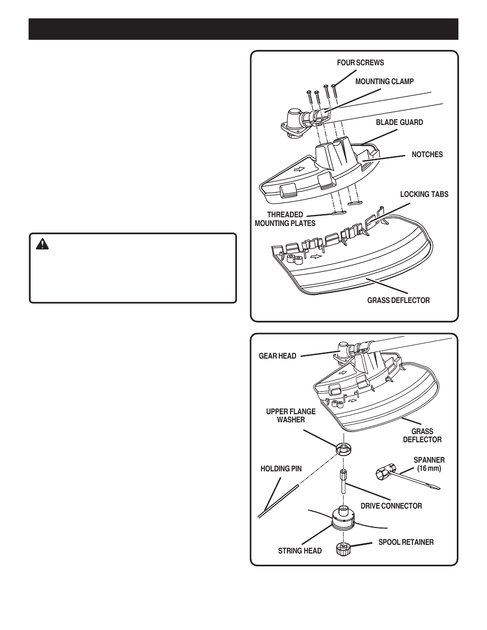 Assembly, Warning | Ryobi PBC3046E User Manual | Page 10 / 24