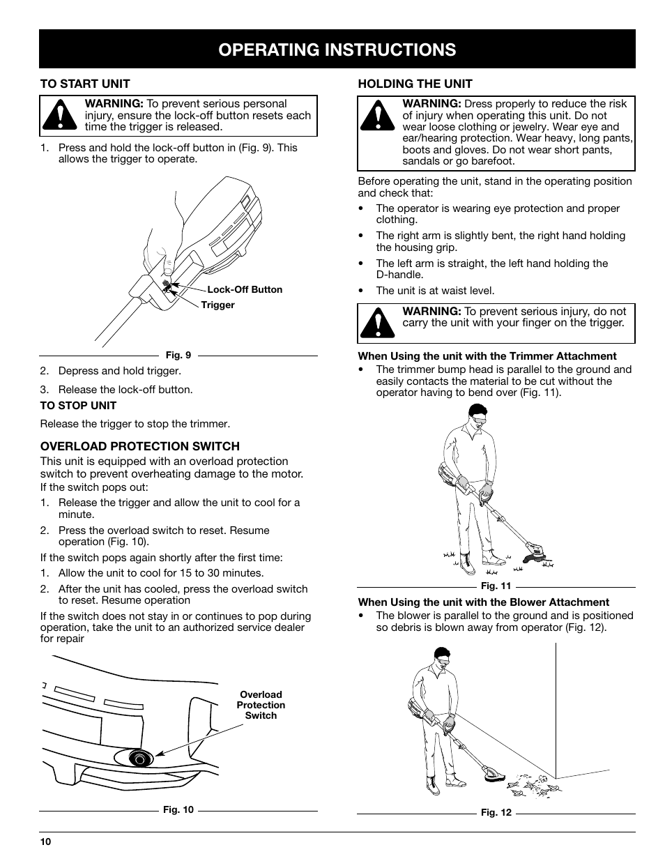 Operating instructions | Ryobi 155VP User Manual | Page 10 / 18