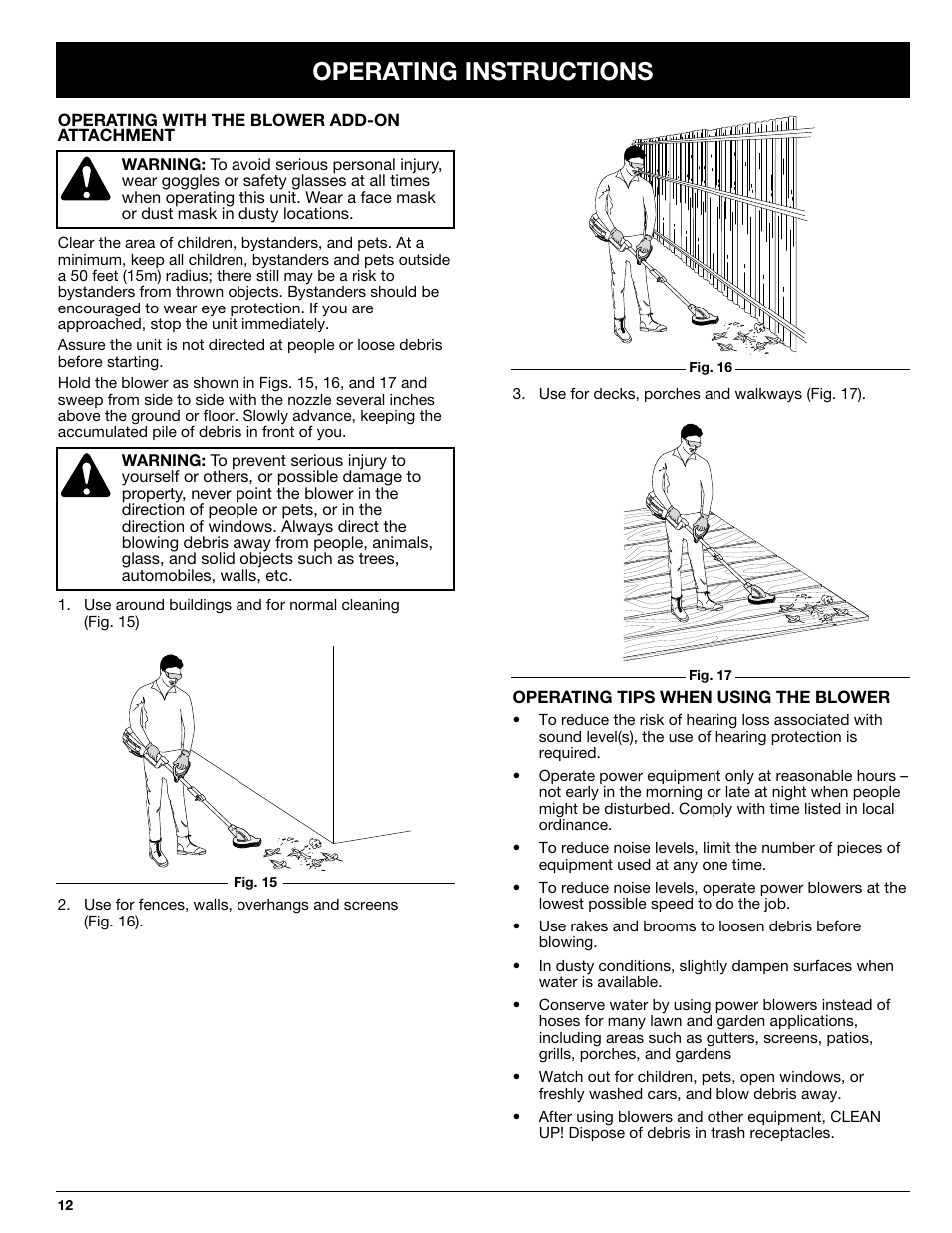 Operating instructions | Ryobi 155VP User Manual | Page 12 / 18