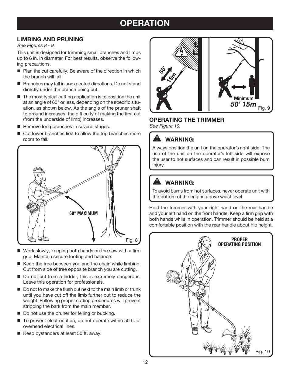 Operation | Ryobi RY52001 User Manual | Page 12 / 26