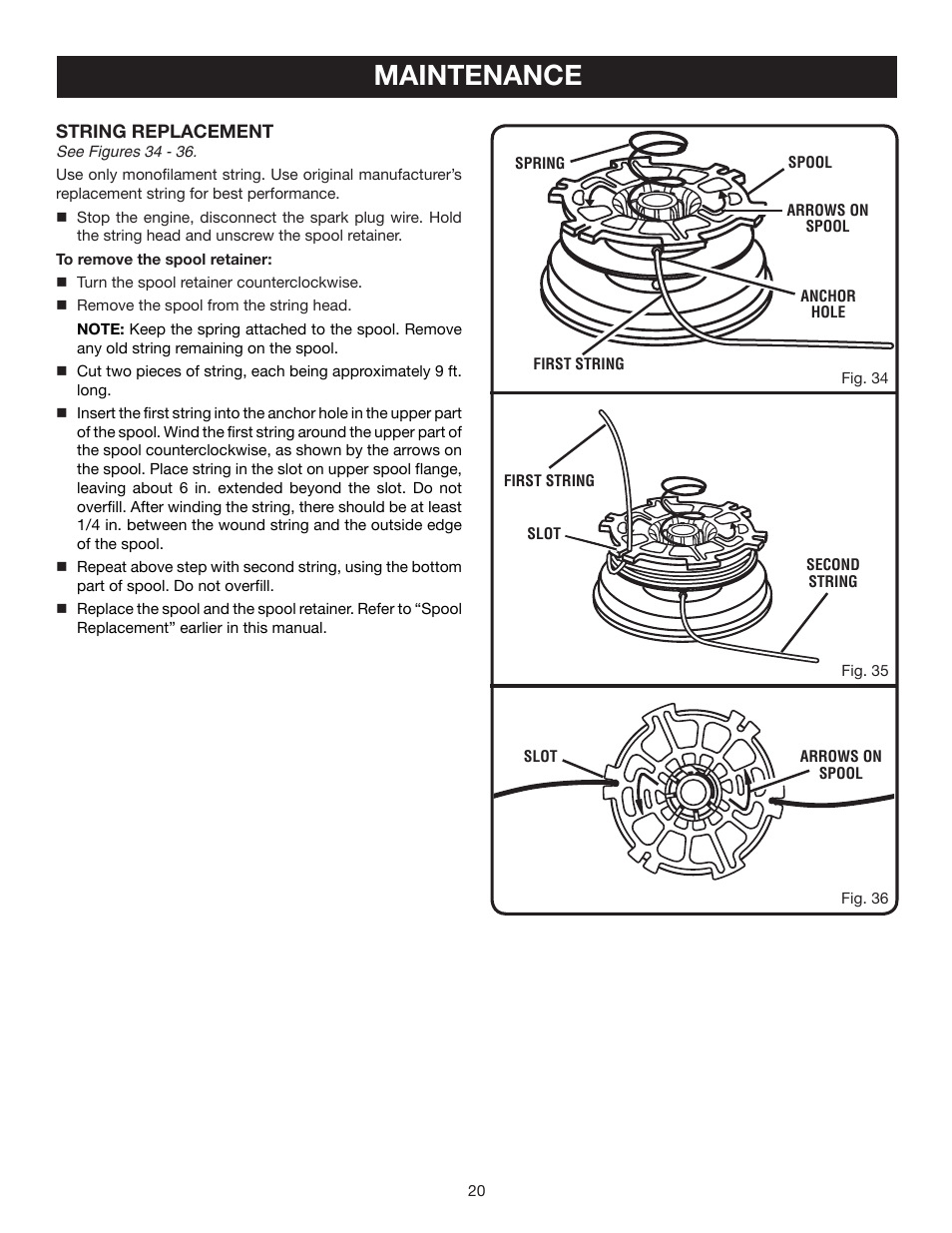 Maintenance | Ryobi RY52001 User Manual | Page 20 / 26