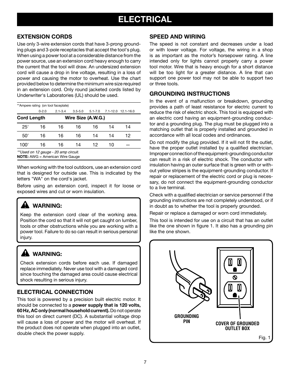 Electrical | Ryobi RY49701 User Manual | Page 7 / 16