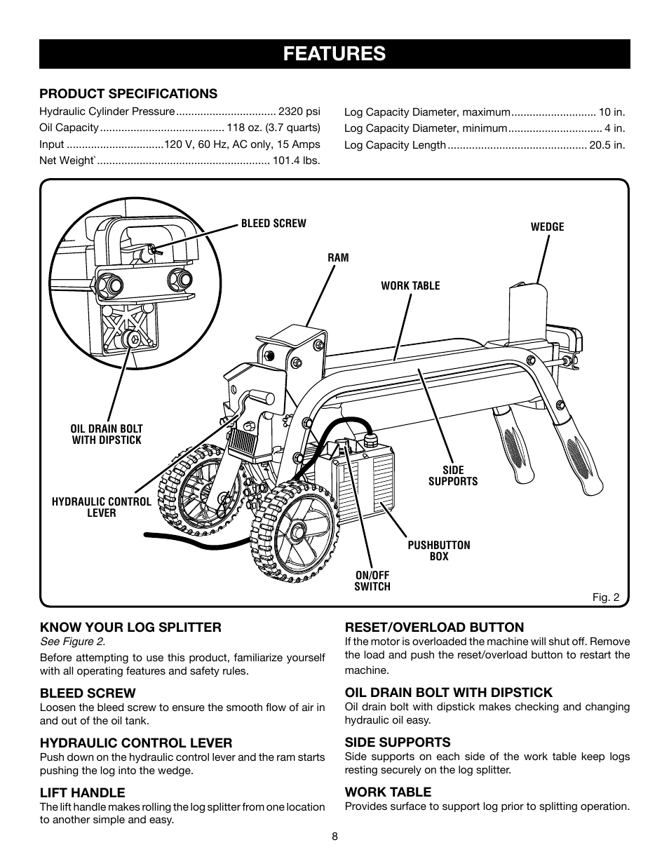 Features | Ryobi RY49701 User Manual | Page 8 / 16