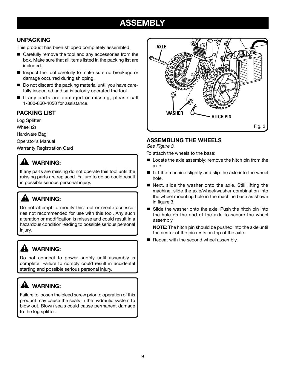 Assembly | Ryobi RY49701 User Manual | Page 9 / 16