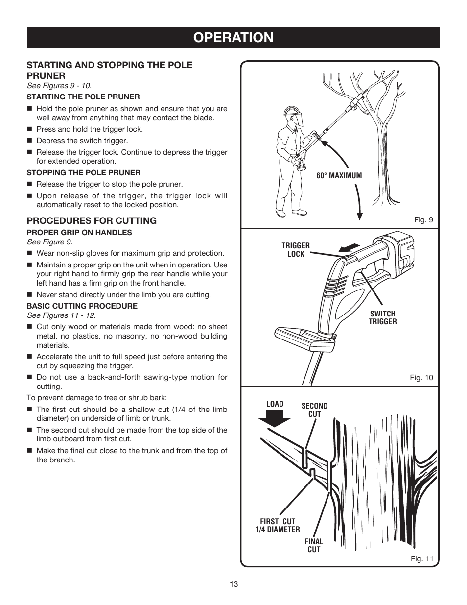 Operation | Ryobi P2500 User Manual | Page 13 / 16