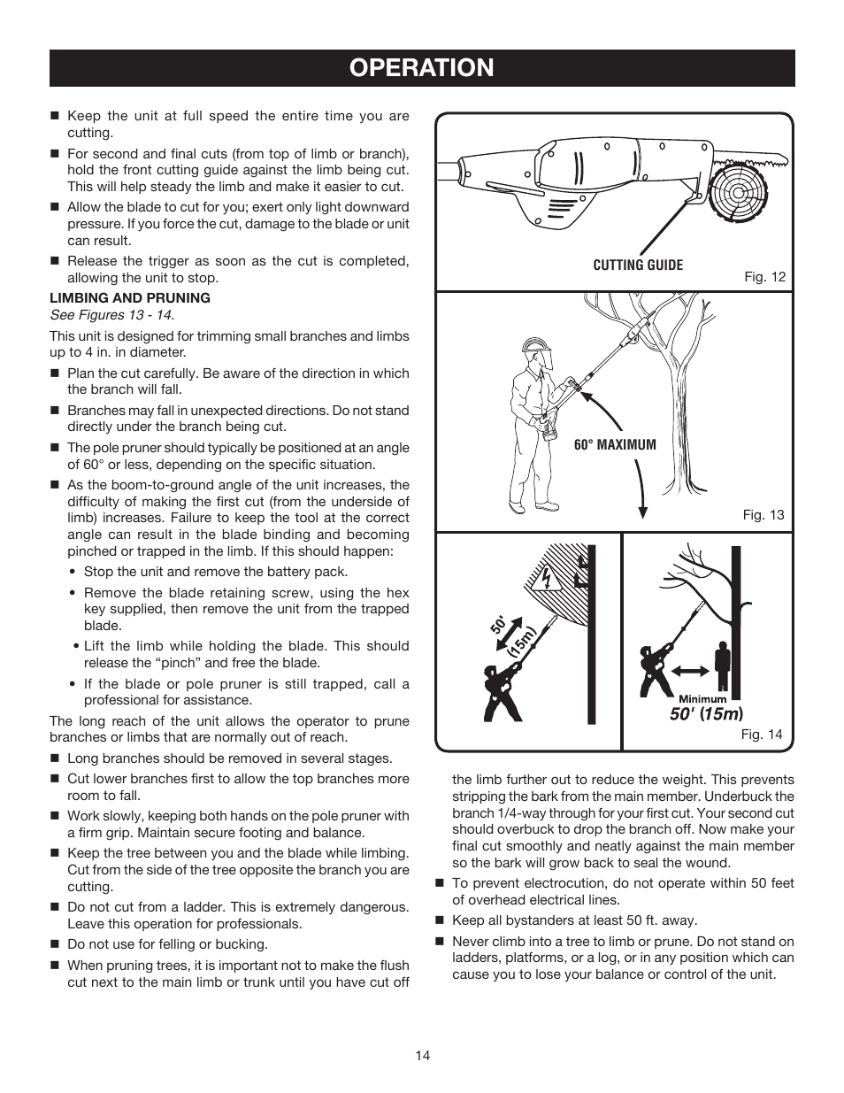 Operation | Ryobi P2500 User Manual | Page 14 / 16