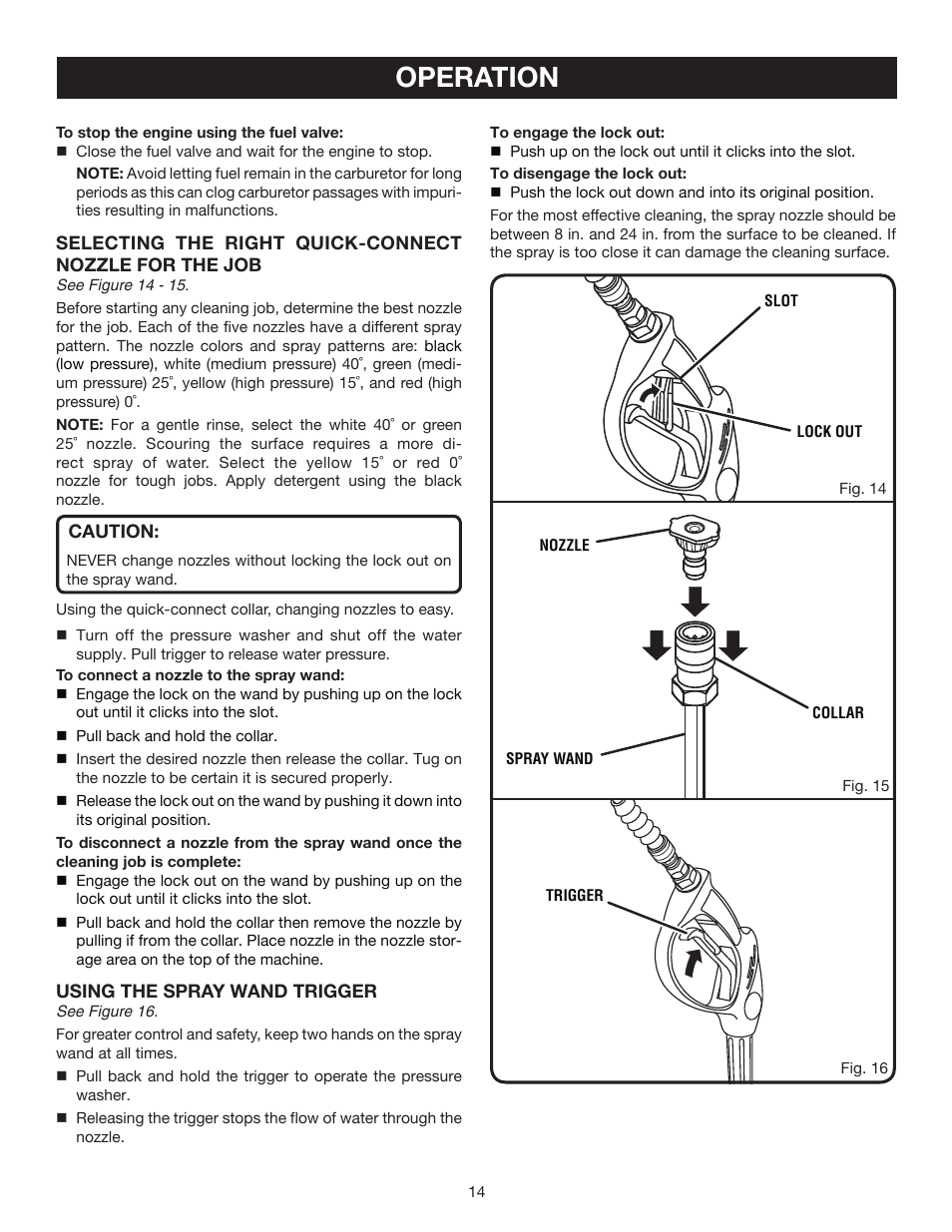 Operation | Ryobi 3000 PSI User Manual | Page 14 / 26