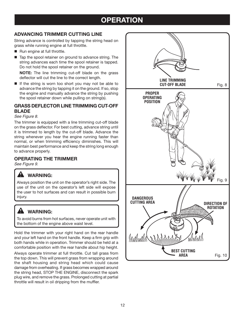 Operation | Ryobi RY30130 User Manual | Page 12 / 24