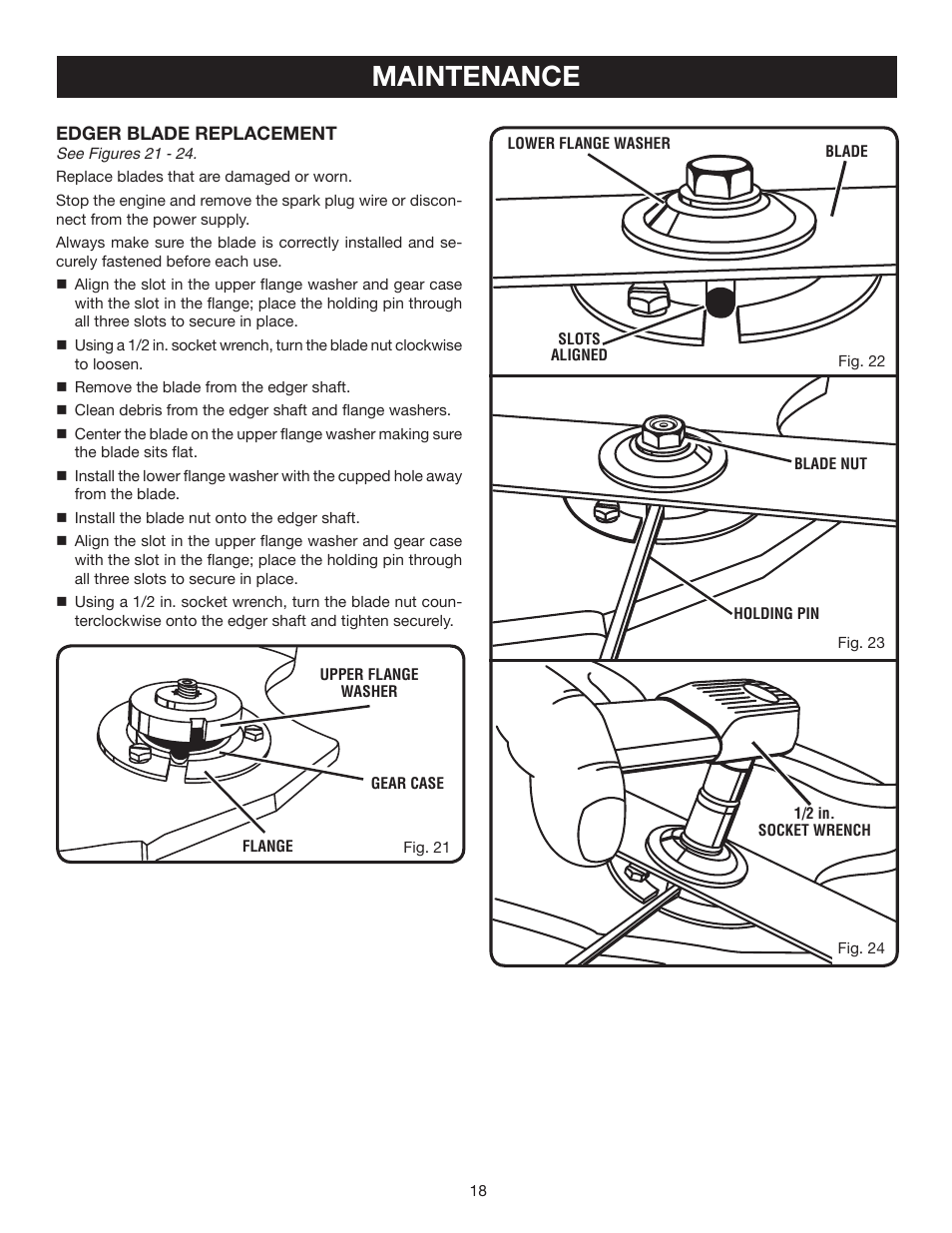 Maintenance | Ryobi RY30130 User Manual | Page 18 / 24