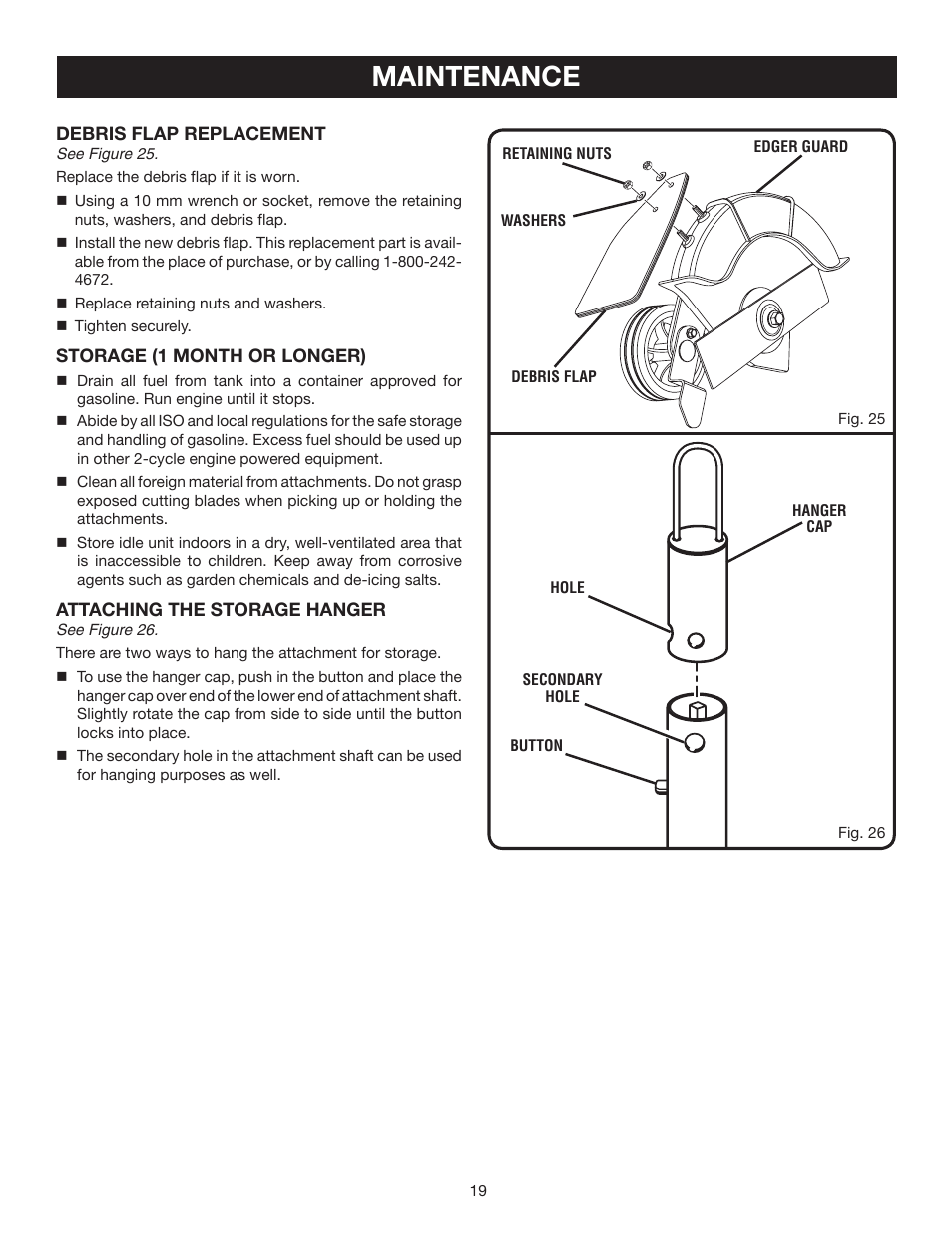 Maintenance | Ryobi RY30130 User Manual | Page 19 / 24