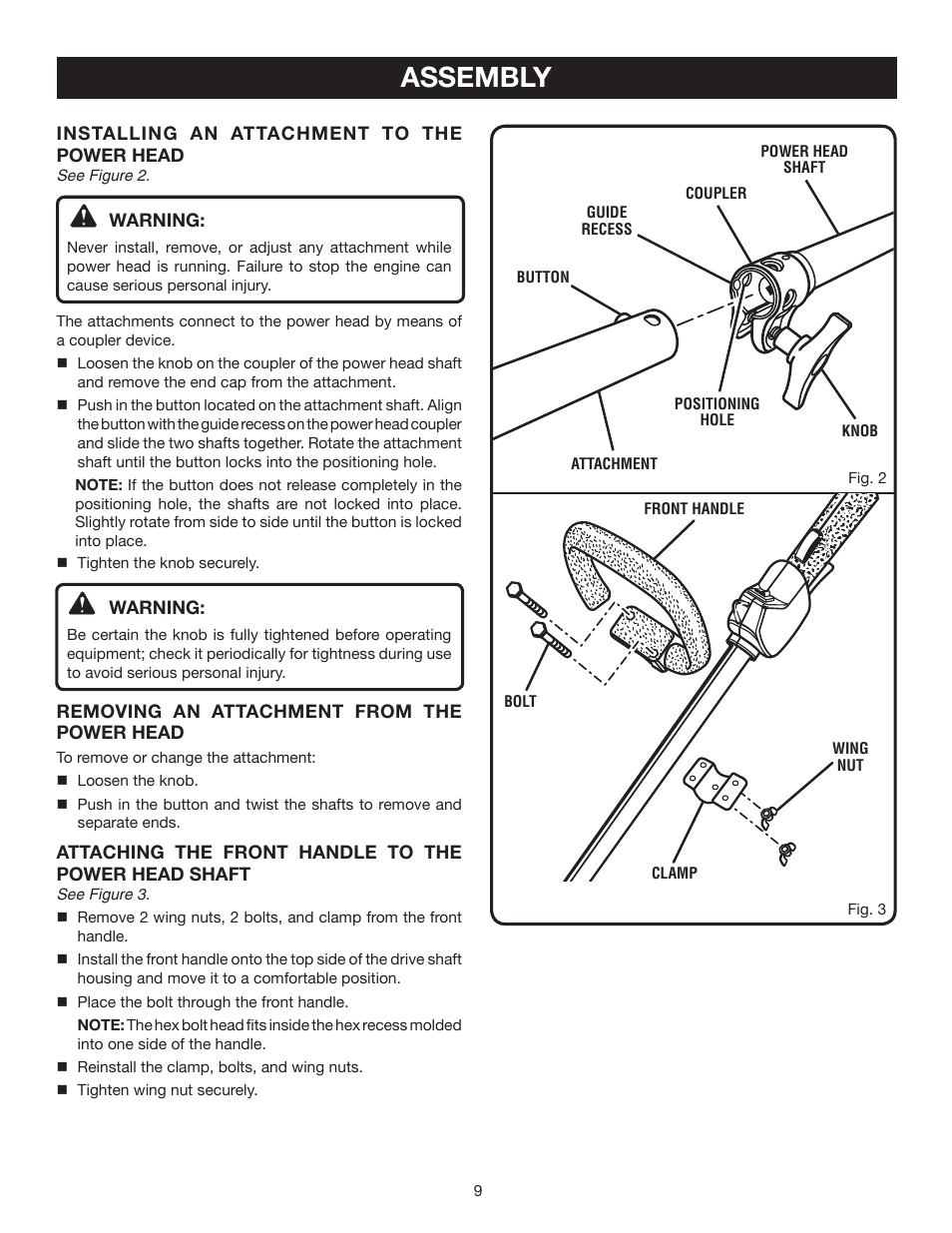 Assembly | Ryobi RY30130 User Manual | Page 9 / 24