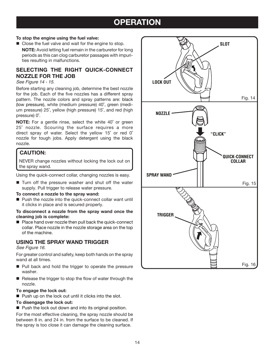 Operation | Ryobi RY80030A User Manual | Page 14 / 26