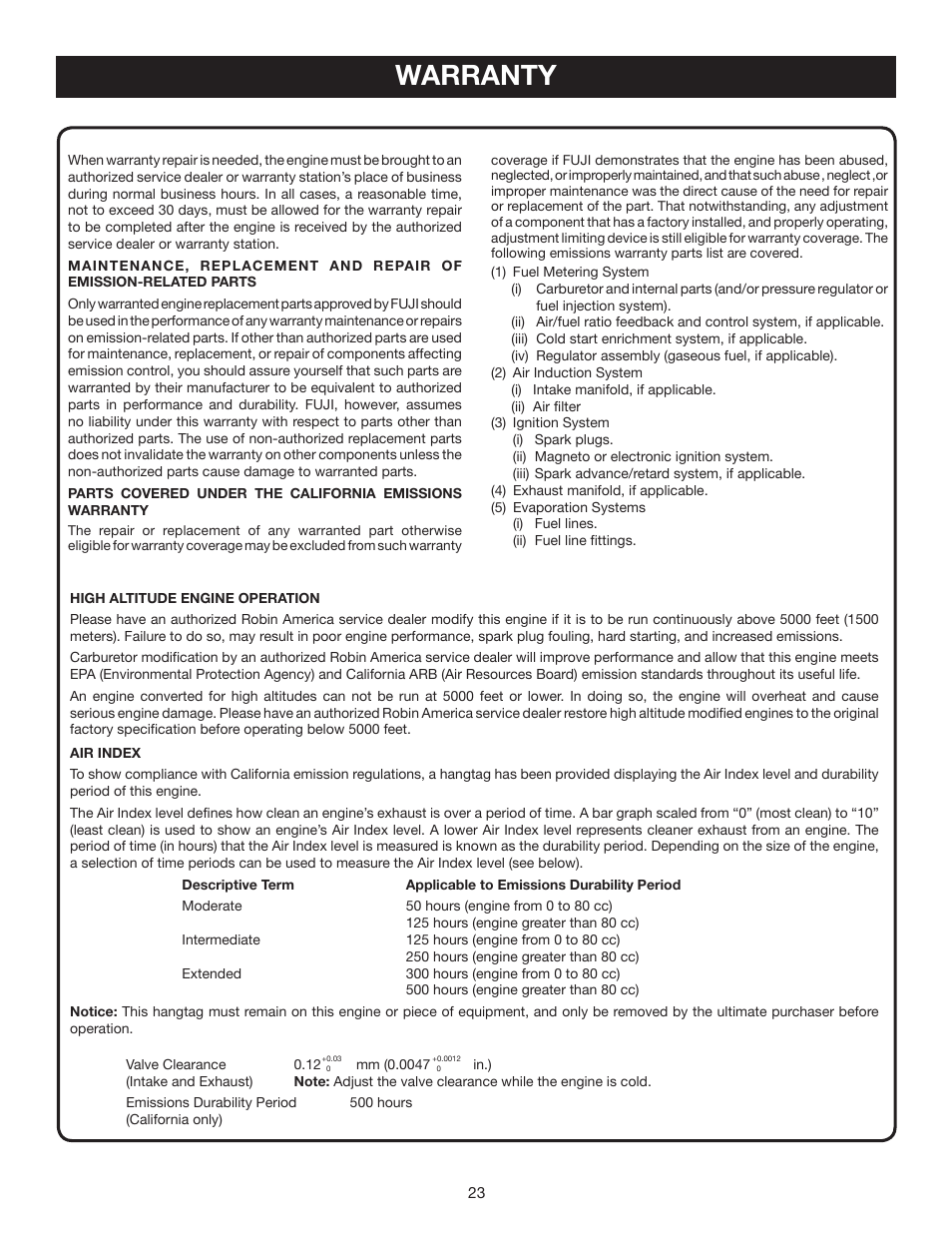 Warranty | Ryobi RY80030A User Manual | Page 23 / 26