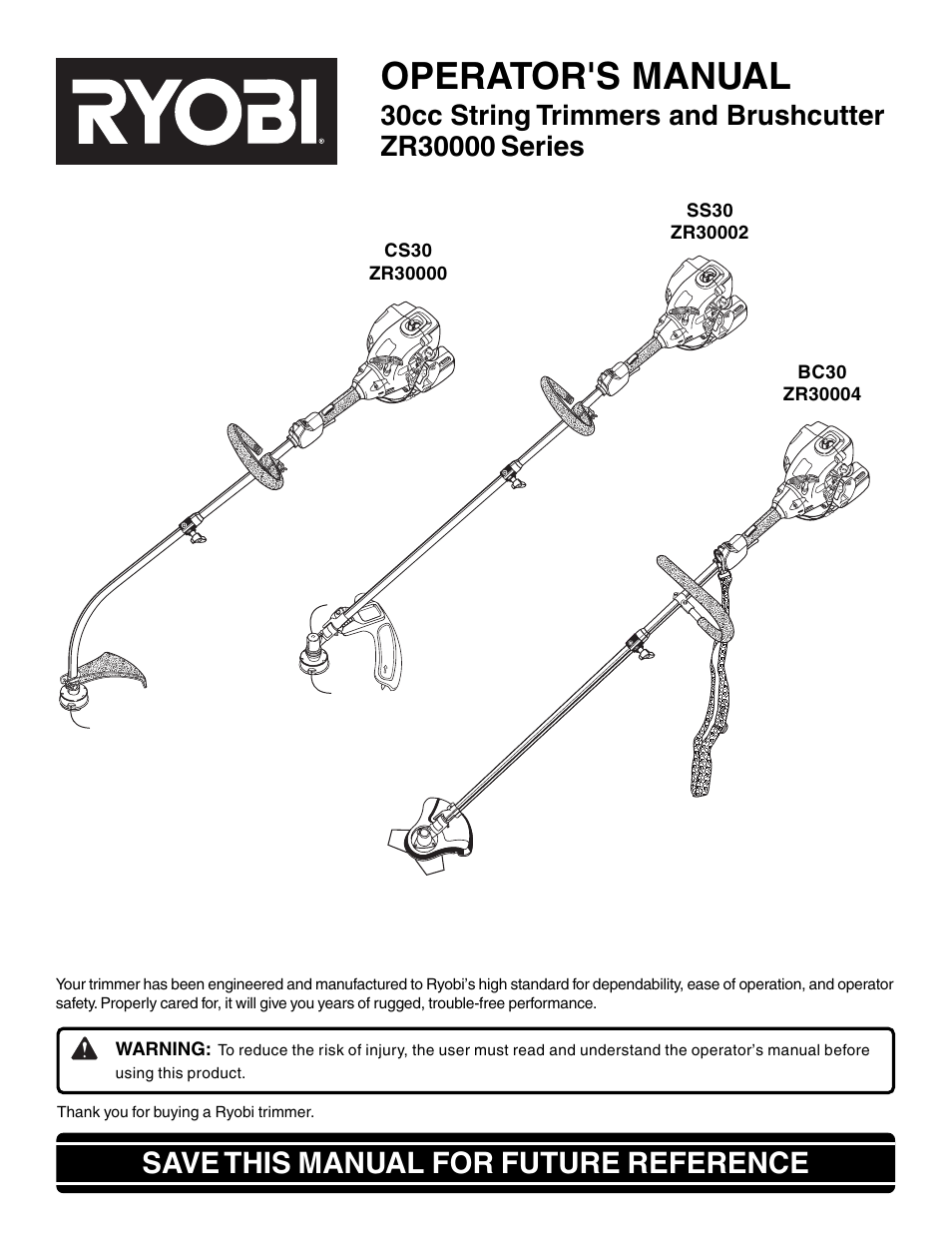 Ryobi CS30 ZR30000 User Manual | 28 pages