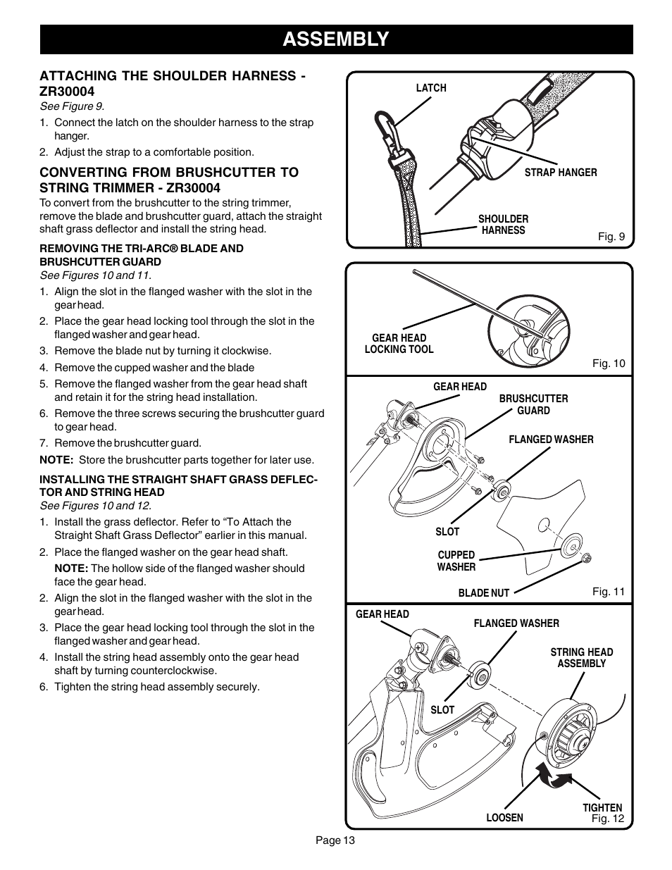 Assembly | Ryobi CS30 ZR30000 User Manual | Page 13 / 28