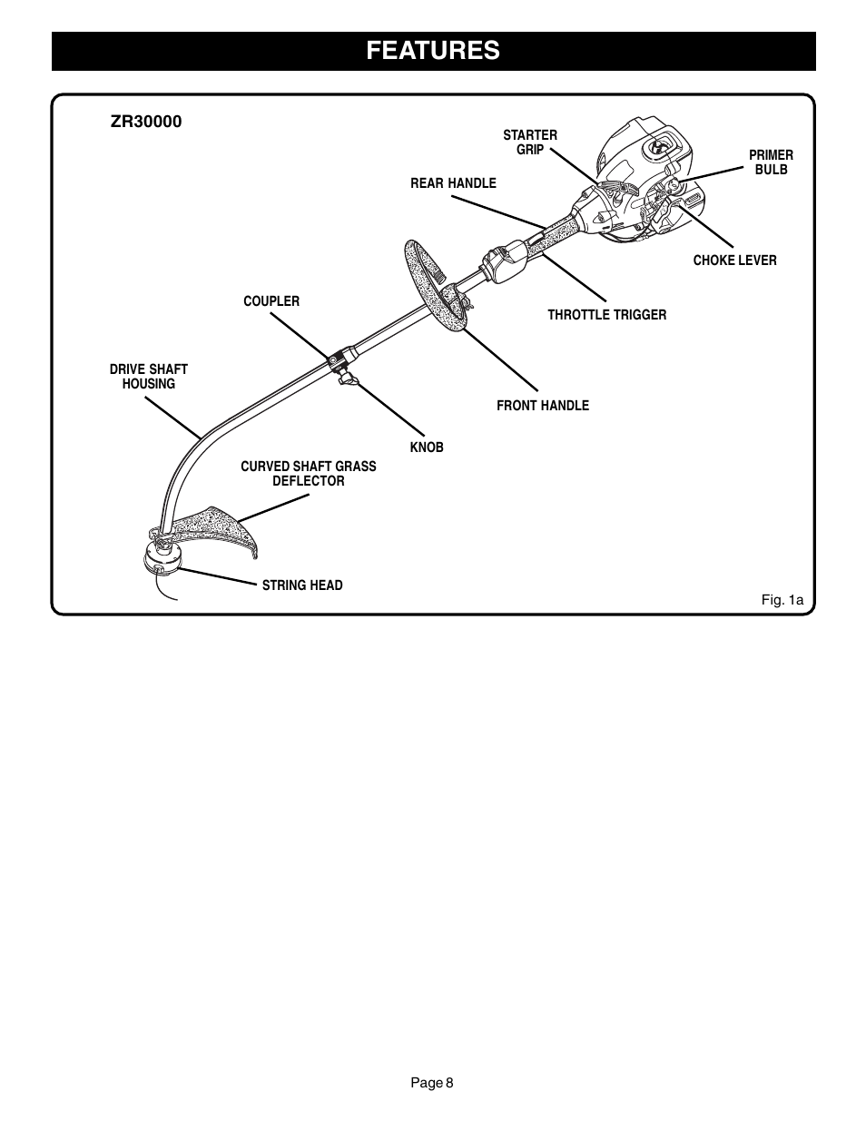 Features | Ryobi CS30 ZR30000 User Manual | Page 8 / 28