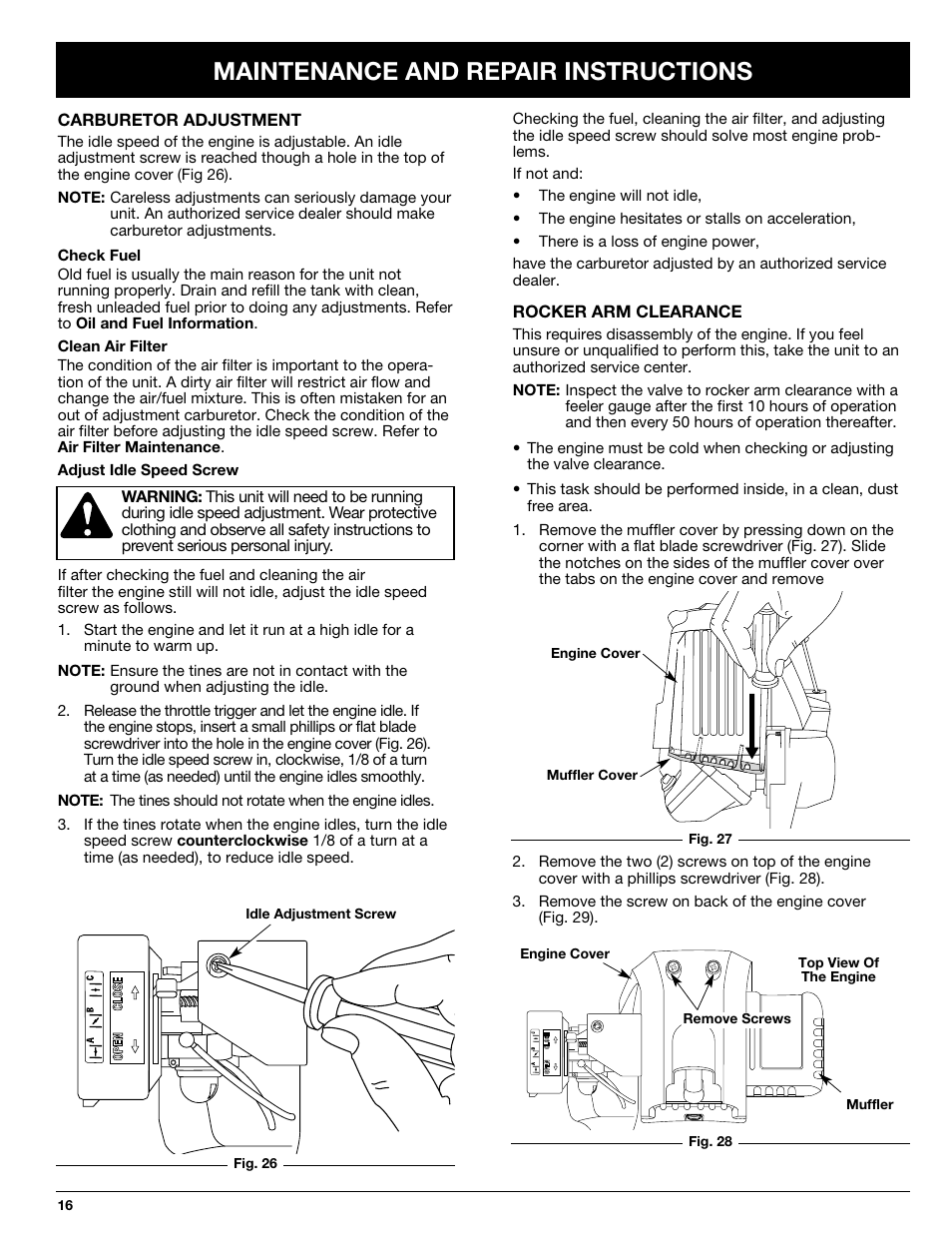 Maintenance and repair instructions | Ryobi 510r User Manual | Page 16 / 24
