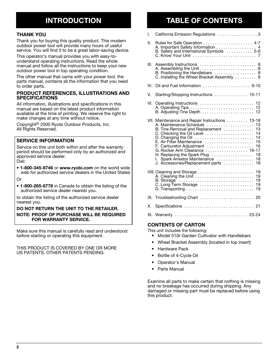 Ryobi 510r User Manual | Page 2 / 24